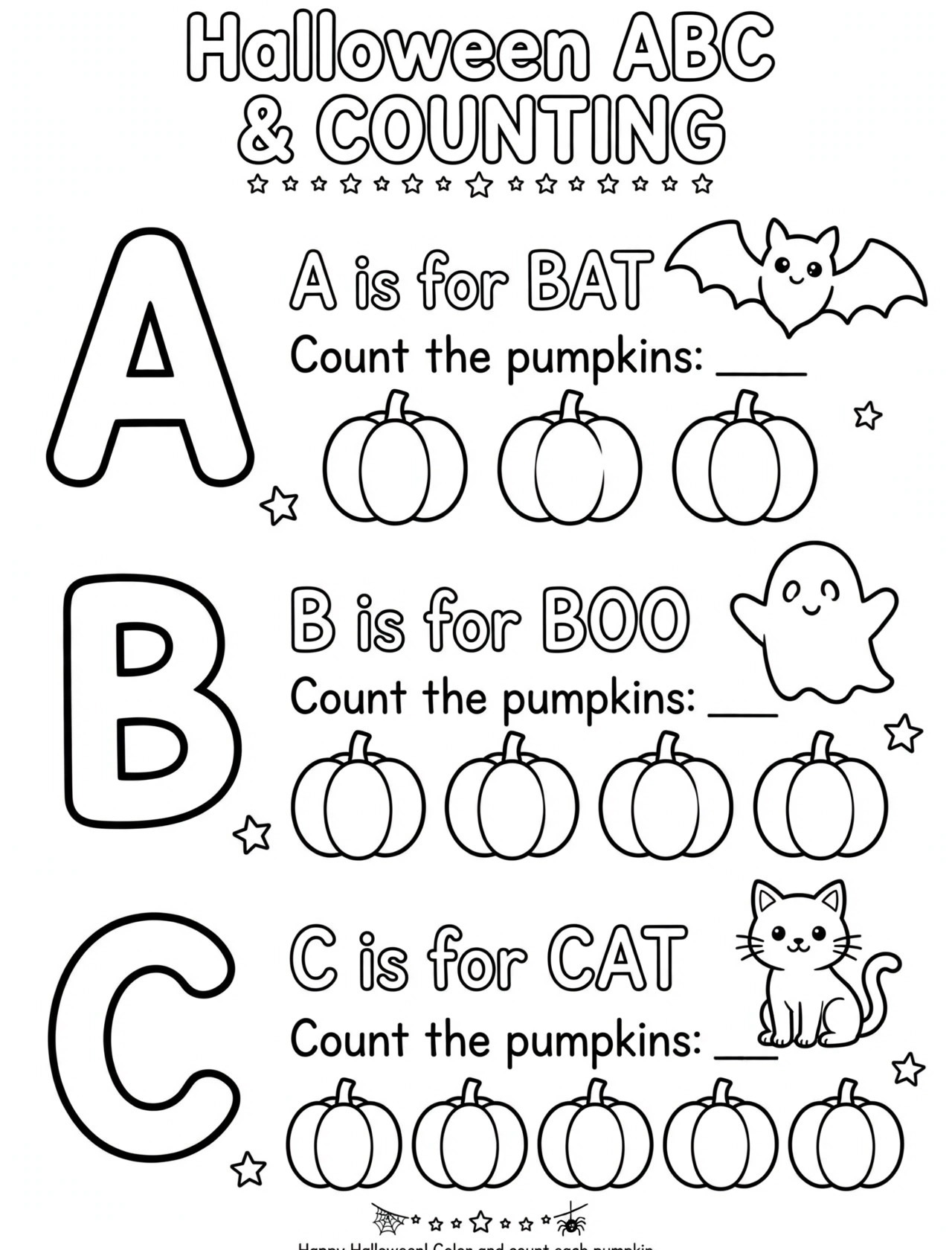 Educational Halloween Coloring Page for Kids – Free Download